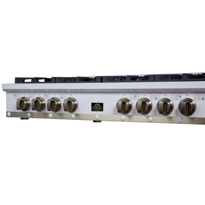 Forno Ambassador 48-inch gas cooktop in white control knob detail