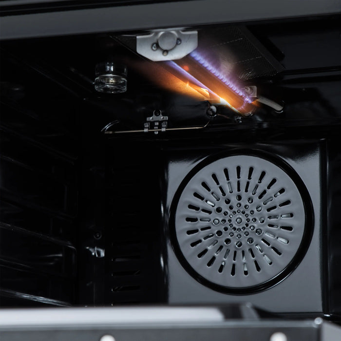 Forno Breno 24-Inch Freestanding Gas Range in Black with Antique Brass Trim (FFSGS6272-24BLK)