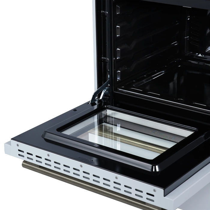 Forno Lamazze 20-Inch Freestanding Gas Range in White with Antique Brass Trim (FFSGS6265-20WHT)