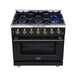 Forno Massimo 36-Inch Freestanding Gas Range with 6 Burners & 5.36 Cu.Ft. Convection Oven in Black with... - Side View