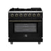 Forno Massimo 36-Inch Freestanding Gas Range with 6 Burners & 5.36 Cu.Ft. Convection Oven in Black with Antique Brass...