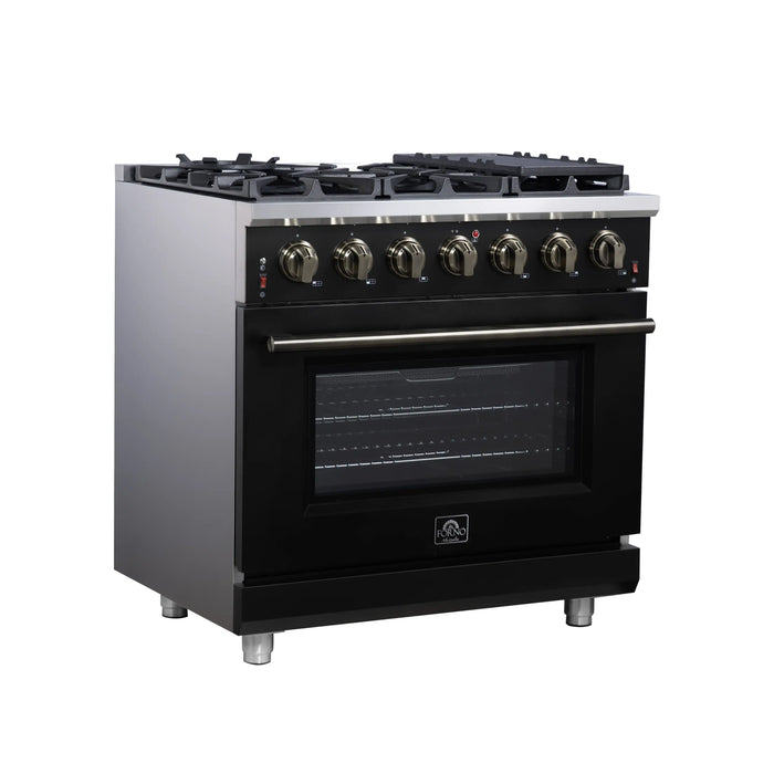 Forno Massimo 36-Inch Freestanding Gas Range with 6 Burners & 5.36 Cu.Ft. Convection Oven in Black with... - View 10