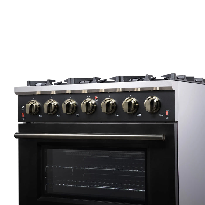 Forno Massimo 36-Inch Freestanding Gas Range with 6 Burners & 5.36 Cu.Ft. Convection Oven in Black with... - Dimensions