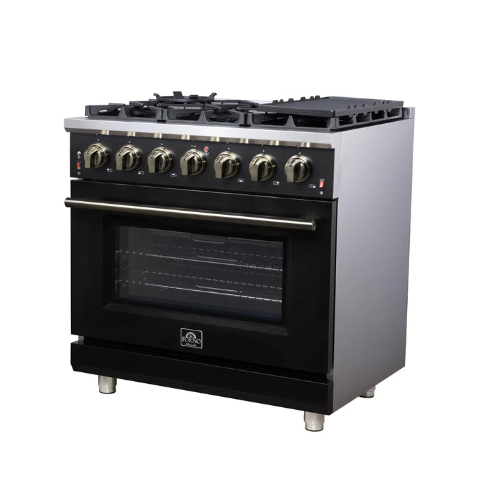 Forno Massimo 36-Inch Freestanding Gas Range with 6 Burners & 5.36 Cu.Ft. Convection Oven in Black with... - Lifestyle View