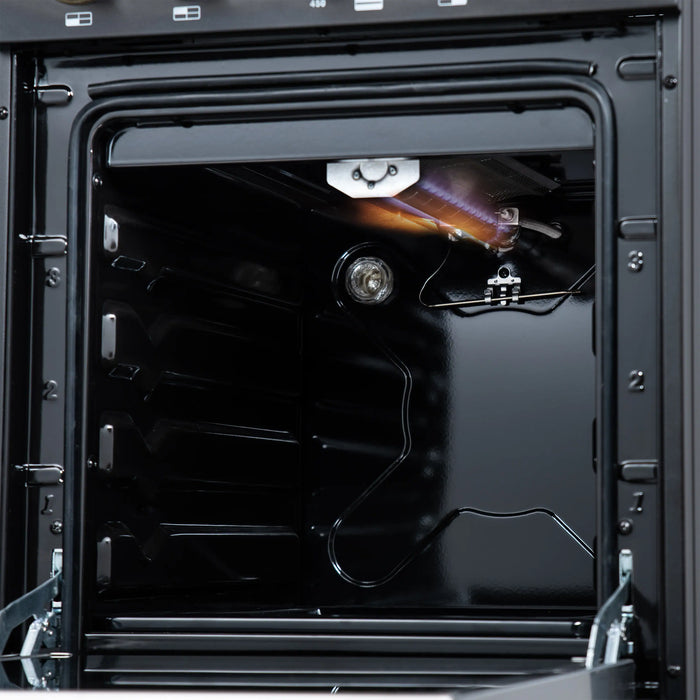 Forno Lamazze 20-Inch Freestanding Gas Range in Black with Antique Brass Trim (FFSGS6265-20BLK)