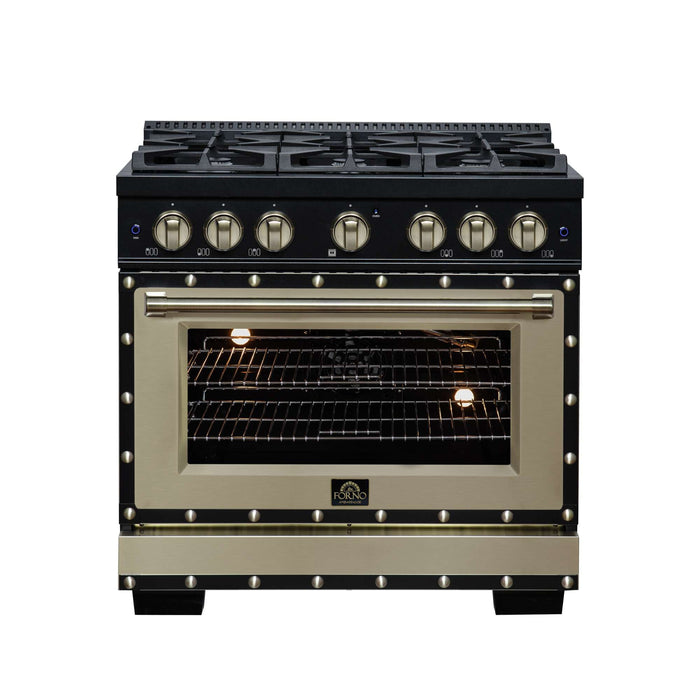Forno Ambassador 36-inch gas range in black front view