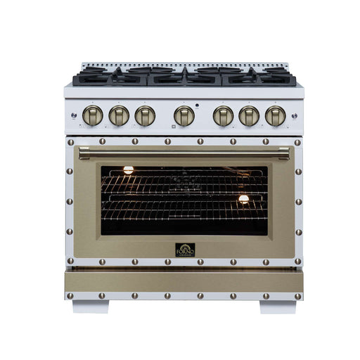 Forno Ambassador 36-inch gas range in white front view