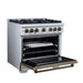 Forno Ambassador 36-inch gas range in white left angled view with the door open