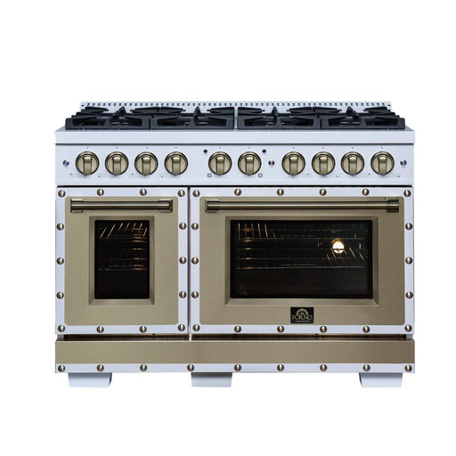Forno Ambassador 48-inch gas range in white front view