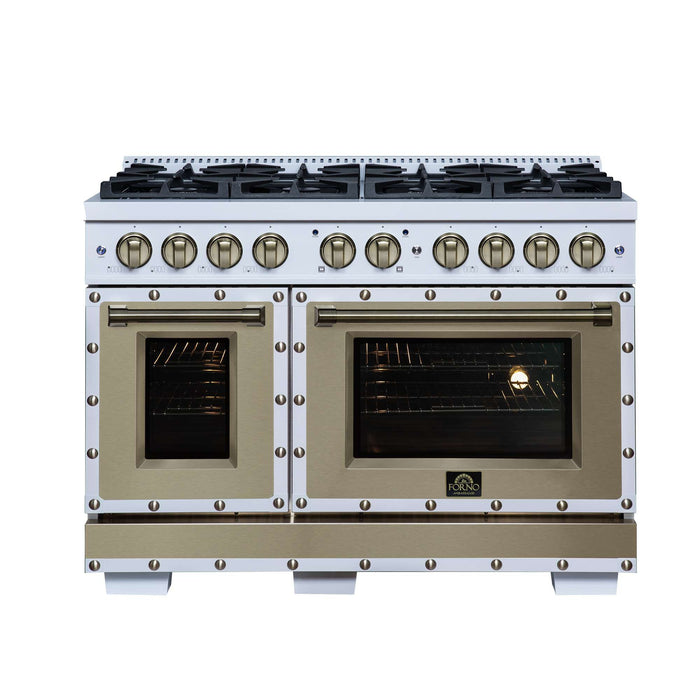 Forno Ambassador 48-inch gas range in white front view