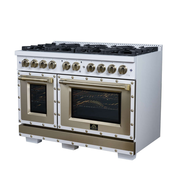 Forno Ambassador 48-inch gas range in white right angled view