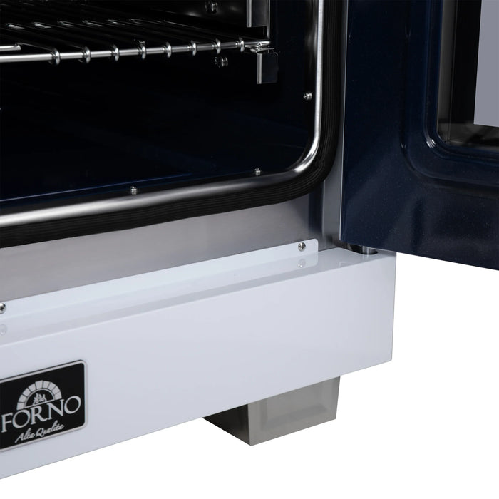 Forno Capriasca 30-Inch Freestanding French Door Gas Range with 4 Burners and 4.32 Cu.Ft. Convection Oven in White with Antique Brass Handle (FFSGS6460-30WHT)