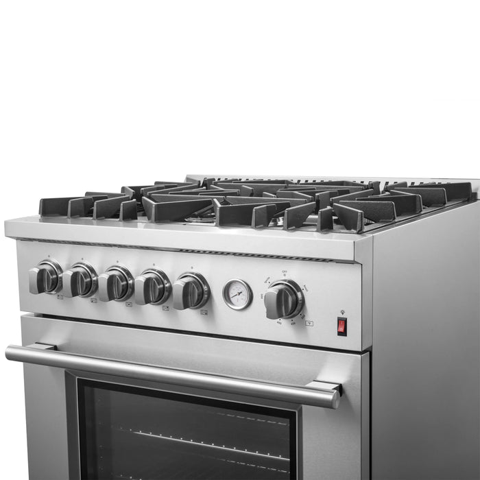 Forno Giovanni 30-inch Gas Range with 5 Gas Burners, 4.32 cu.ft. Convection Gas Oven with Temperature Gauge in Stainless Steel (FFSGS6274-30)