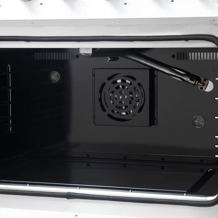 Forno Galiano 36-Inch French Door Gas Range with 6 Burners and 5.36 Cu.Ft. Convection Oven in White with Antique Brass Trim (FFSGS6444-36WHT)