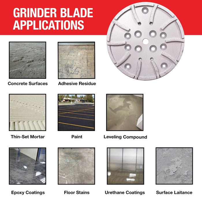 10" Grinding Wheel Diamond 20 Segments Concrete Floor Grinder Disc Blade for Leveling, Coating Removal, and Surface Prep - side view