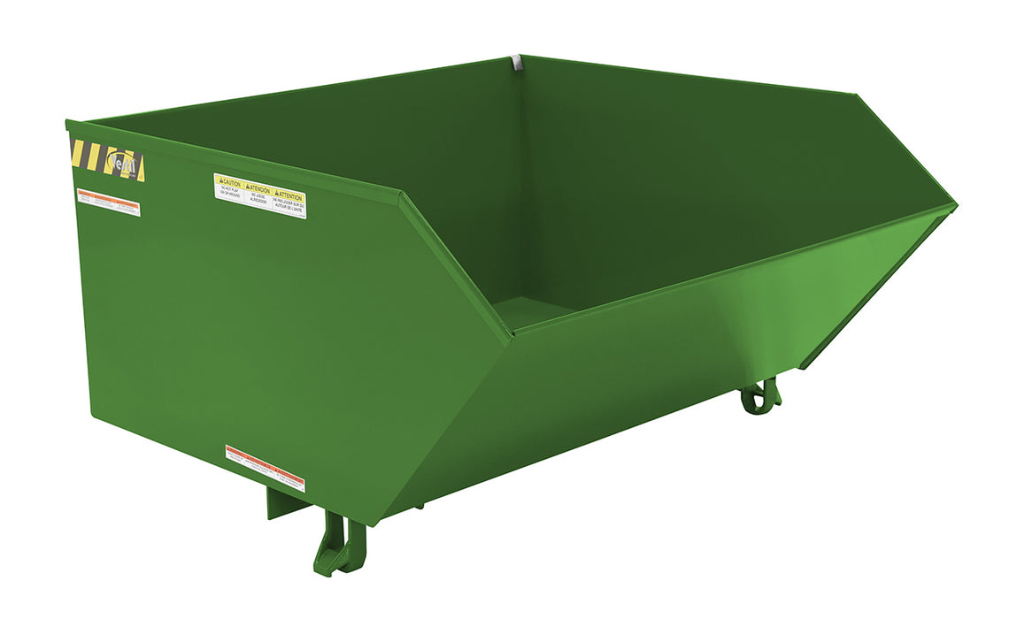 Vestil H-100-HD-GRN-T Steel Heavy Duty Low Profile Self Dumping Hopper 1 Cubic Yard 6,000 lb. Capacity Green