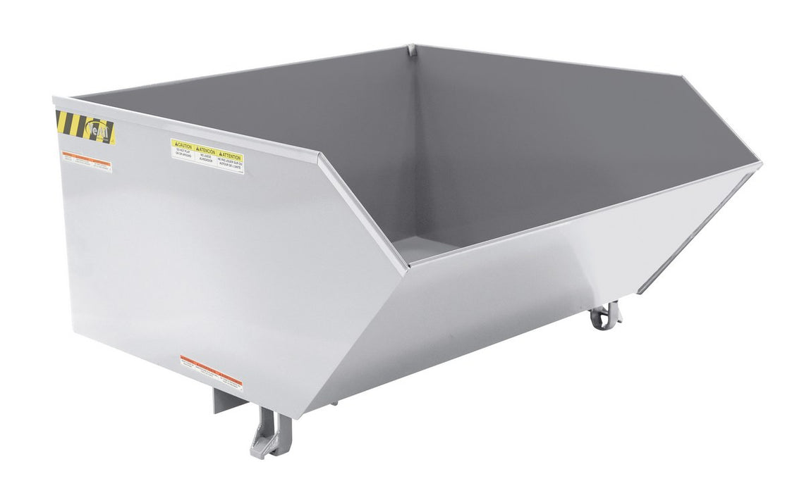 Vestil H-100-HD-SL Steel Heavy Duty Low Profile Self Dumping Hopper 1 Cubic Yard 6,000 lb. Capacity Silver Lining