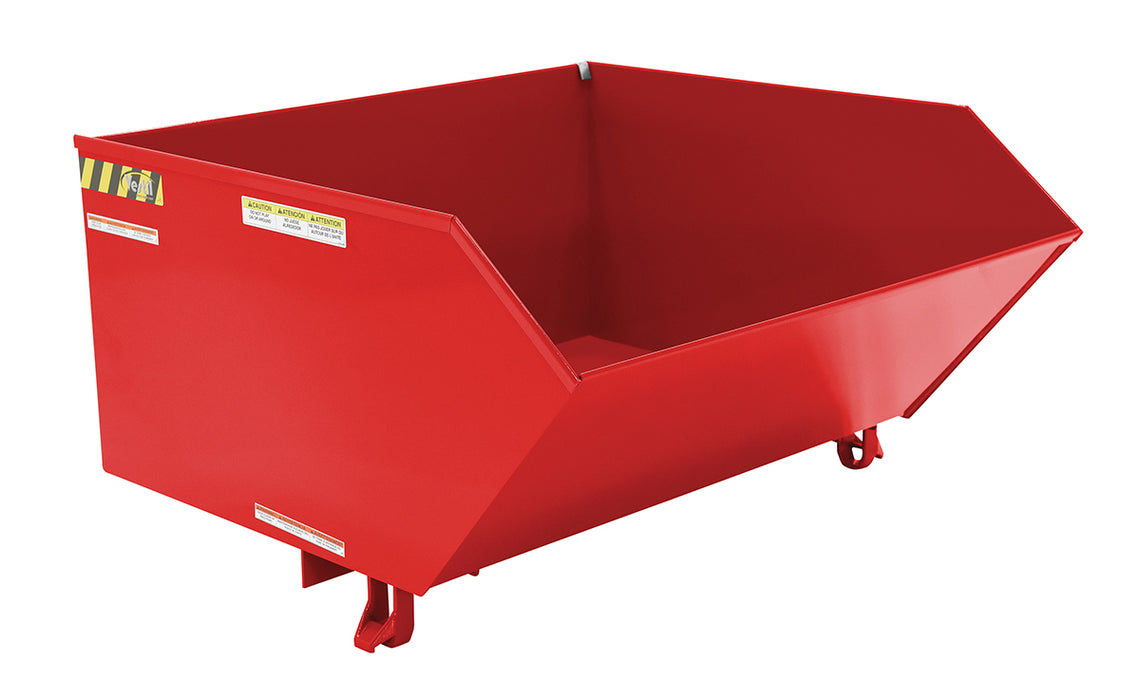 Vestil H-100-HD-SR Steel Heavy Duty Low Profile Self Dumping Hopper 1 Cubic Yard 6,000 lb. Capacity Red