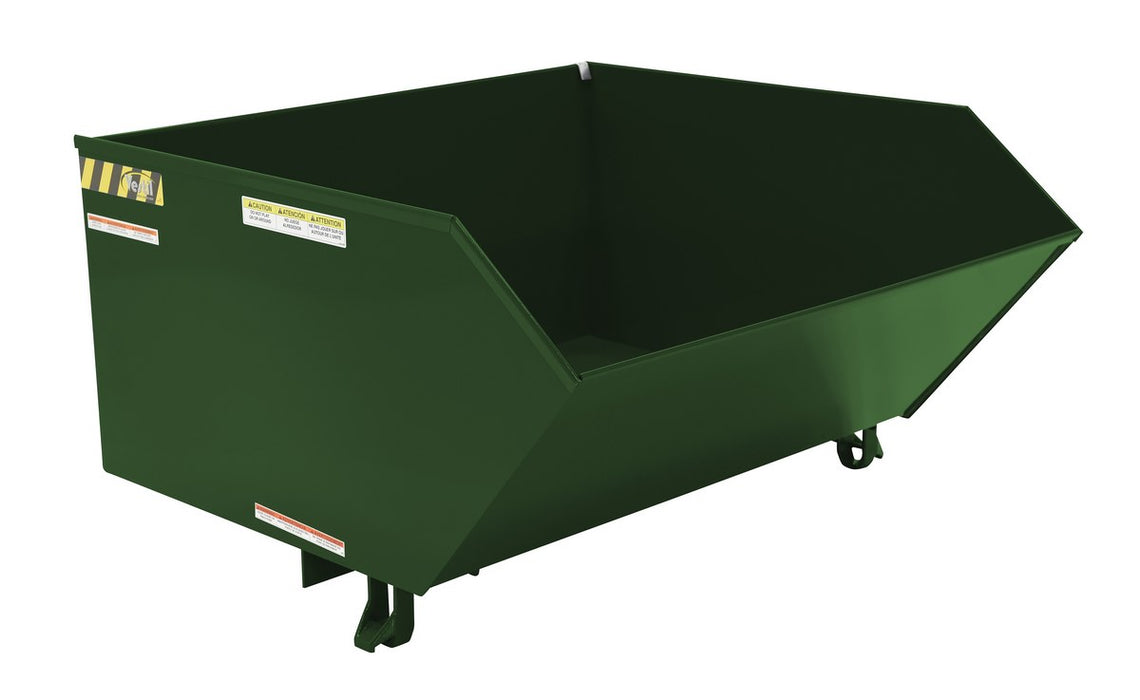 Vestil H-100-LD-GRN-H Steel Light Duty Low Profile Self Dumping Hopper 1 Cubic Yard 2,000 lb. Capacity Hunter Green