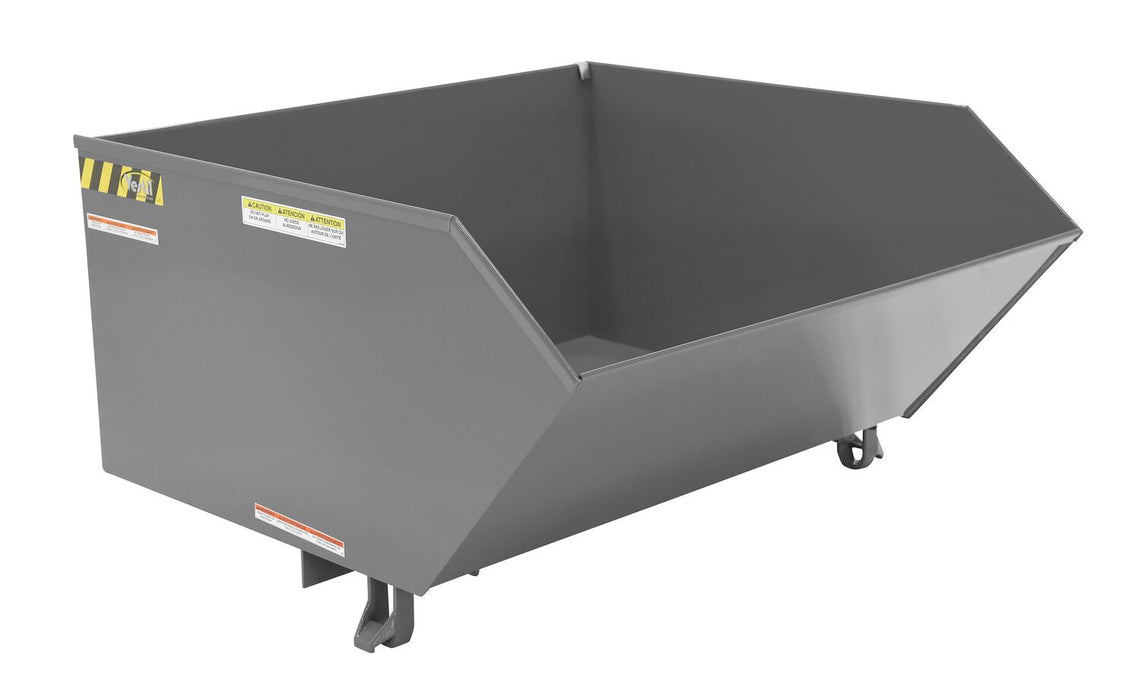 Vestil H-100-LD-GY-SG Steel Light Duty Low Profile Self Dumping Hopper 1 Cubic Yard 2,000 lb. Capacity Battleship Gray