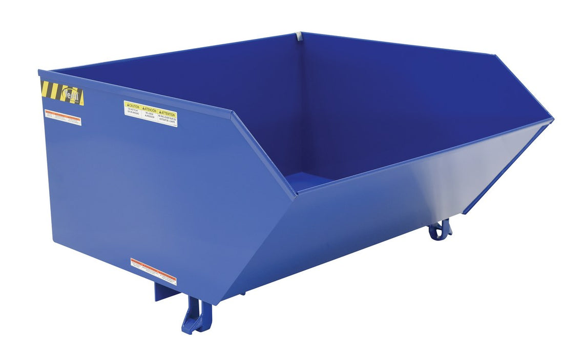 Vestil H-100-LD Steel Light Duty Low Profile Self Dumping Hopper 1 Cubic Yard 2,000 lb. Capacity Blue