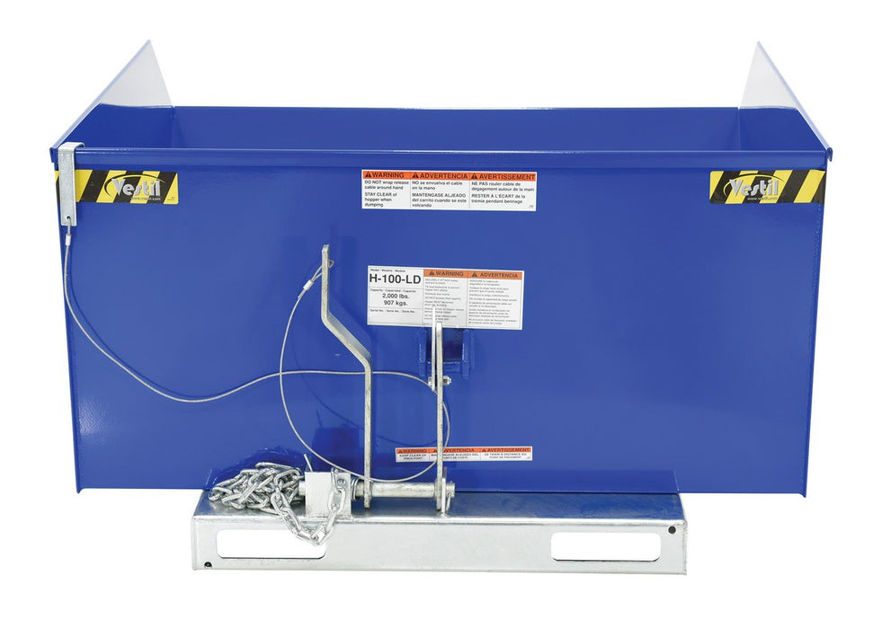 Vestil H-100-LD steel light duty low profile self dumping hopper - view 4