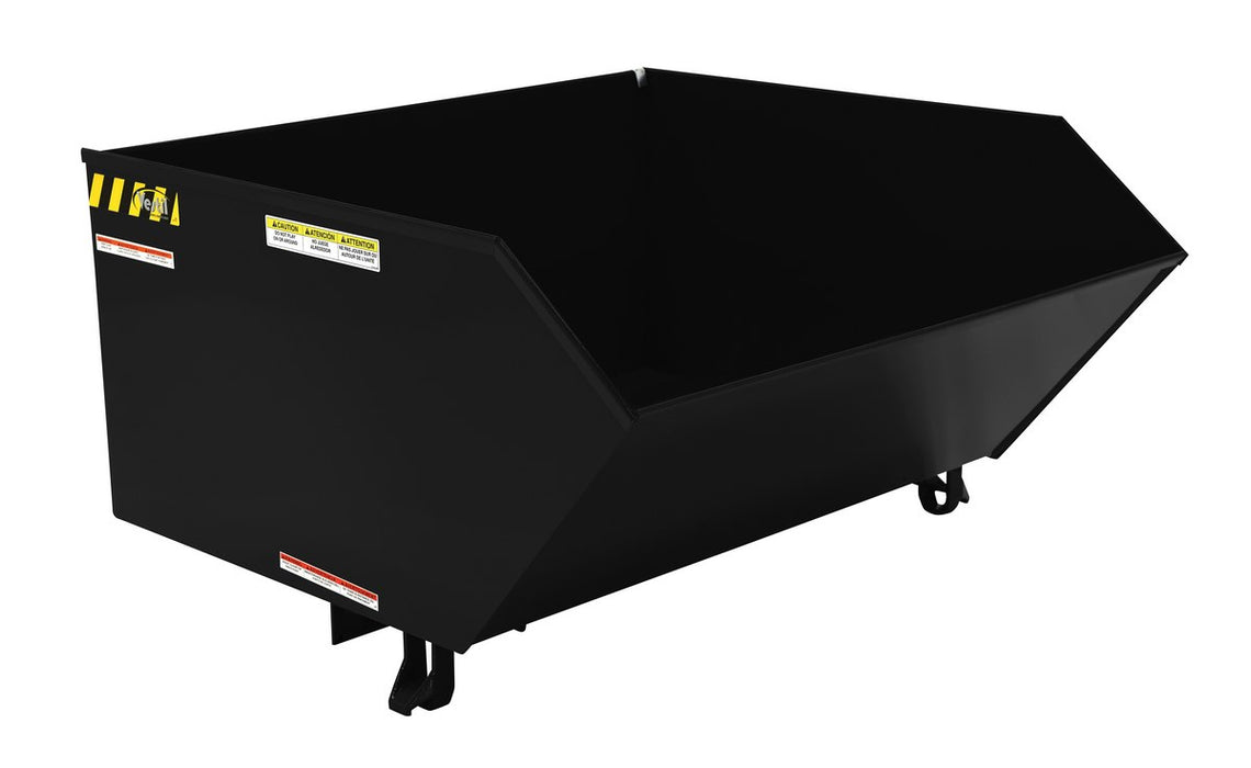 Vestil H-100-MD-BLK-SG Steel Medium Duty Low Profile Self Dumping Hopper 1 Cubic Yard 4,000 lb. Capacity Semi Gloss Black