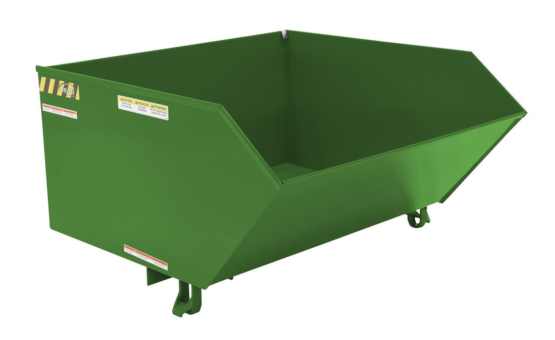 Vestil H-100-MD-GRN-T Steel Medium Duty Low Profile Self Dumping Hopper 1 Cubic Yard 4,000 lb. Capacity Green