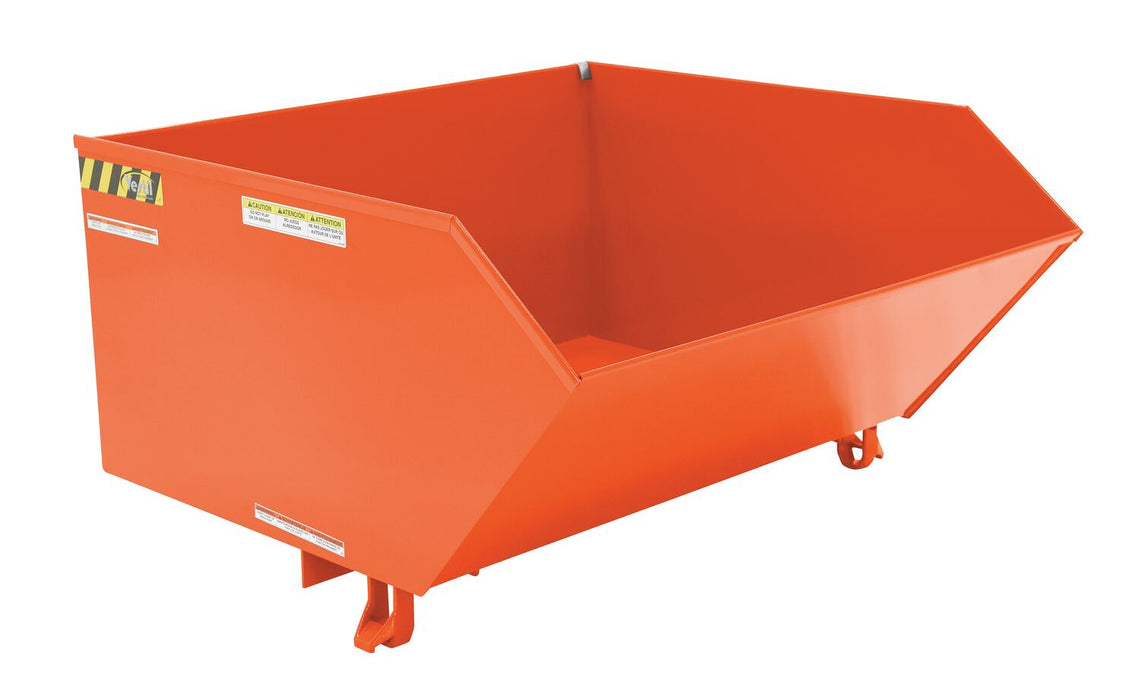 Vestil H-100-MD-ORG-C Steel Medium Duty Low Profile Self Dumping Hopper 1 Cubic Yard 4,000 lb. Capacity Orange