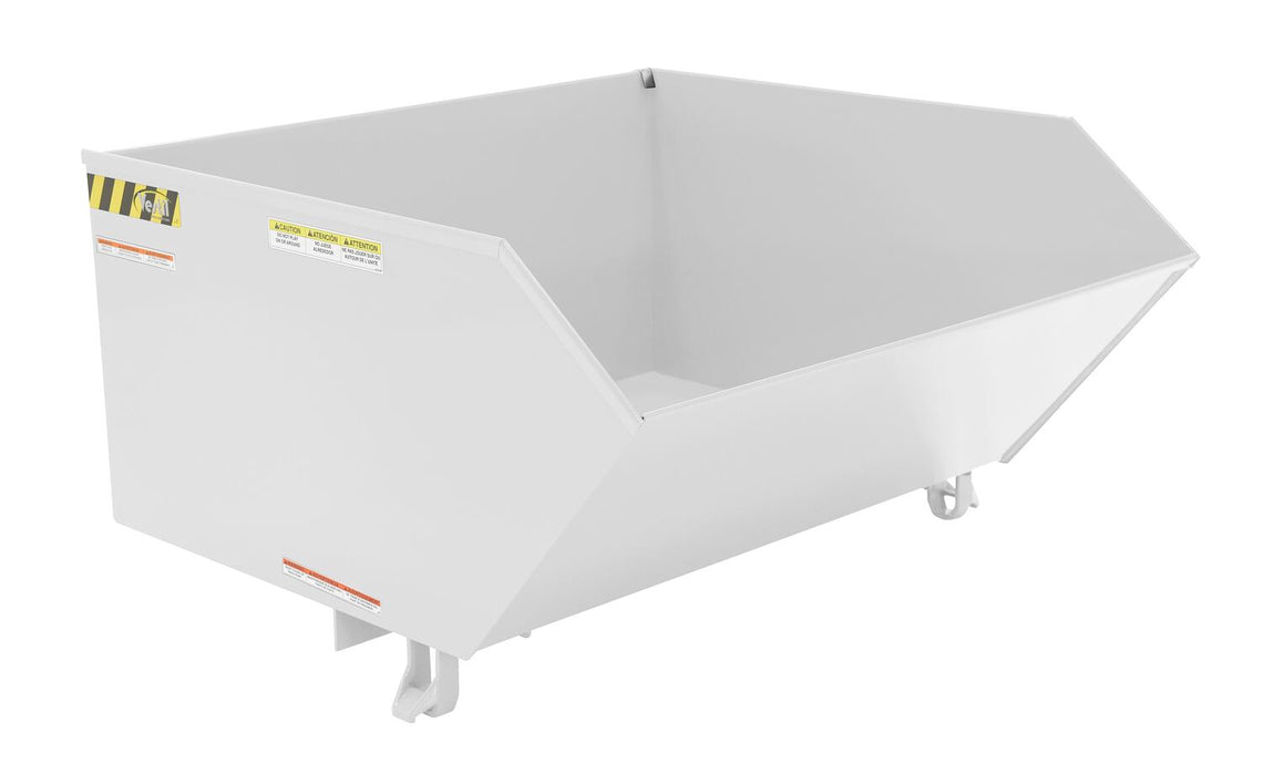 Vestil H-100-MD-WHT Steel Medium Duty Low Profile Self Dumping Hopper 1 Cubic Yard 4,000 lb. Capacity White