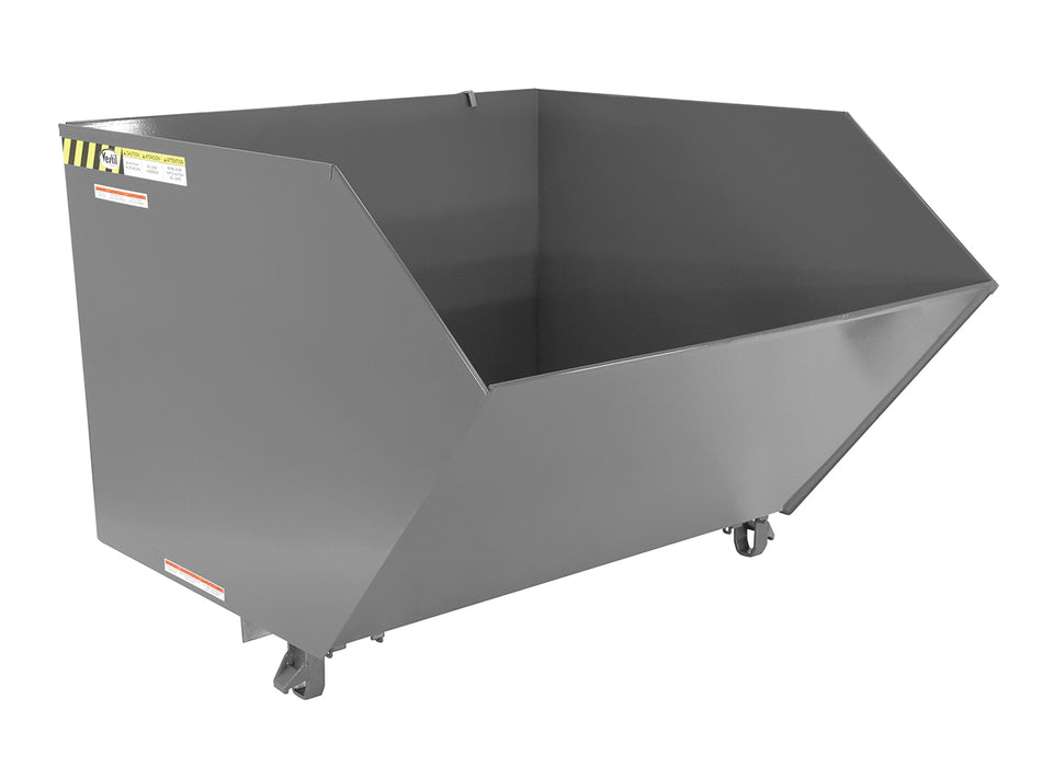 Vestil H-150-HD-GY-SG Steel Heavy Duty Low Profile Self Dumping Hopper 1-1/2 Cubic Yard 6,000 lb. Capacity Battleship Gray