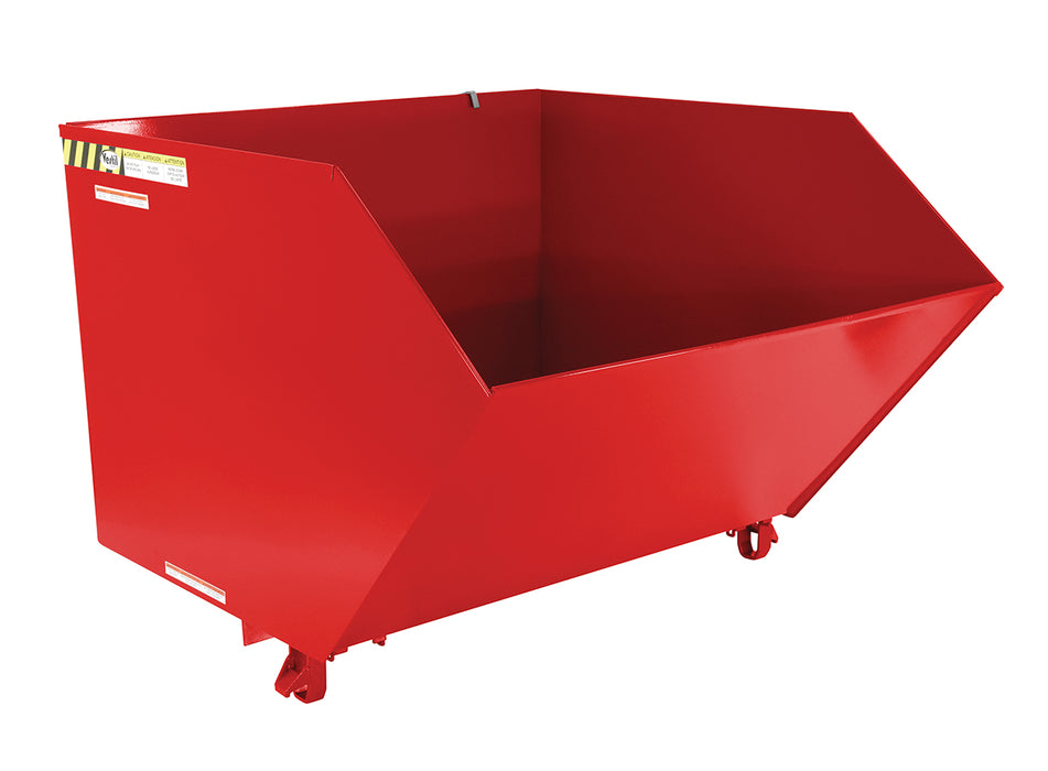 Vestil H-150-HD-SR Steel Heavy Duty Low Profile Self Dumping Hopper 1-1/2 Cubic Yard 6,000 lb. Capacity Red