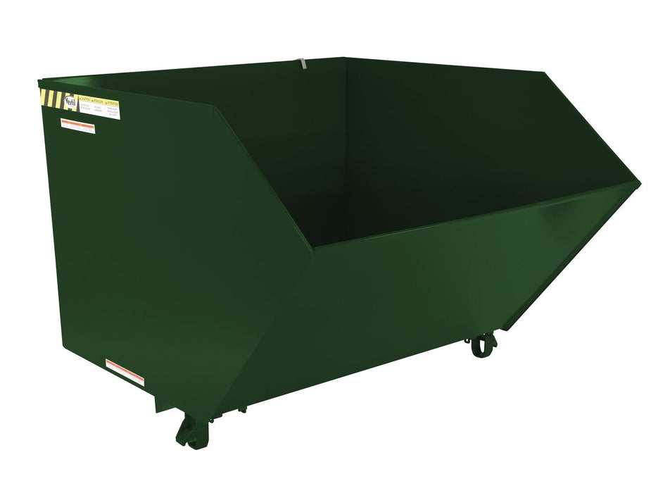 Vestil H-150-LD-GRN-H Steel Light Duty Low Profile Self Dumping Hopper 1-1/2 Cubic Yard 2,000 lb. Capacity Hunter Green