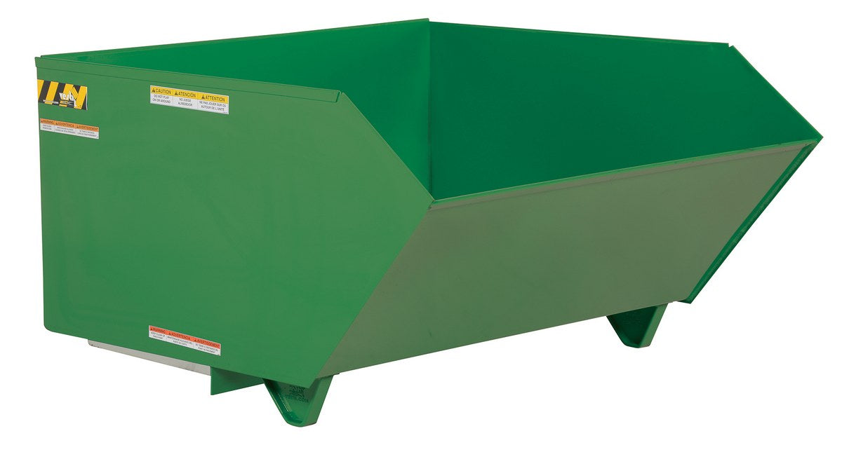 Vestil H-150-LD-GRN-T Steel Light Duty Low Profile Self Dumping Hopper 1-1/2 Cubic Yard 2,000 lb. Capacity Green