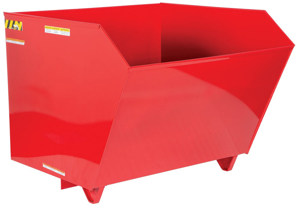 Vestil H-150-LD-SR Steel Light Duty Low Profile Self Dumping Hopper 1-1/2 Cubic Yard 2,000 lb. Capacity Red