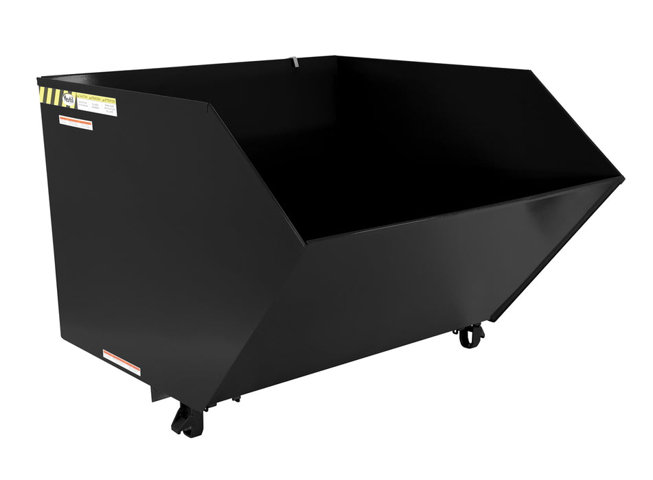 Vestil H-150-MD-BLK-SG Steel Medium Duty Low Profile Self Dumping Hopper 1-1/2 Cubic Yard 4,000 lb. Capacity Semi Gloss Black