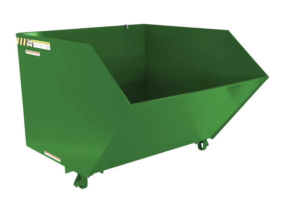 Vestil H-150-MD-GRN-T Steel Medium Duty Low Profile Self Dumping Hopper 1-1/2 Cubic Yard 4,000 lb. Capacity Green