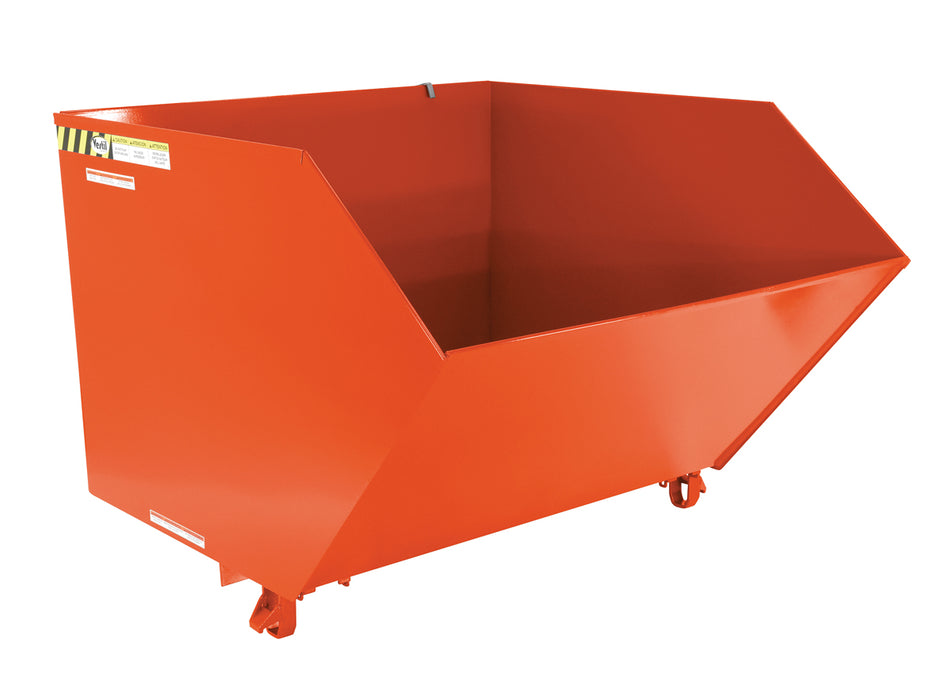 Vestil H-150-MD-ORG-C Steel Medium Duty Low Profile Self Dumping Hopper 1-1/2 Cubic Yard 4,000 lb. Capacity Orange