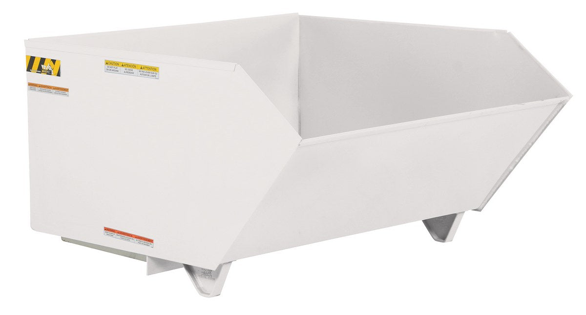 Vestil H-150-MD-WHT Steel Medium Duty Low Profile Self Dumping Hopper 1-1/2 Cubic Yard 4,000 lb. Capacity White
