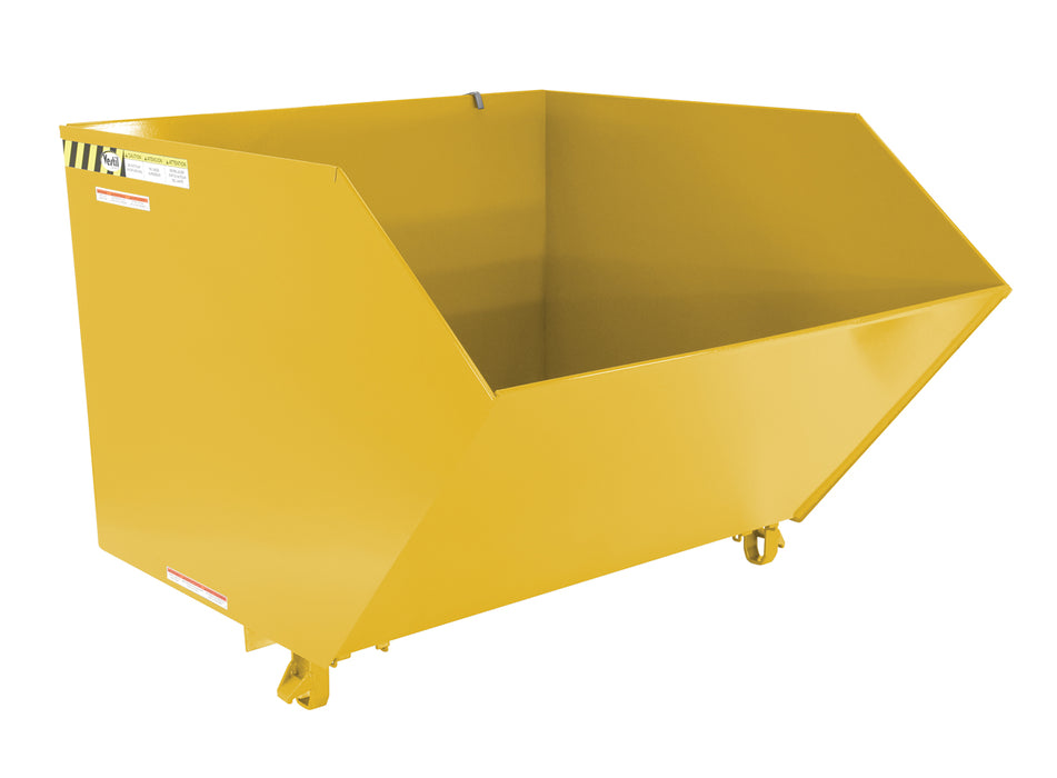 Vestil H-150-MD-YEL Steel Medium Duty Low Profile Self Dumping Hopper 1-1/2 Cubic Yard 4,000 lb. Capacity Yellow