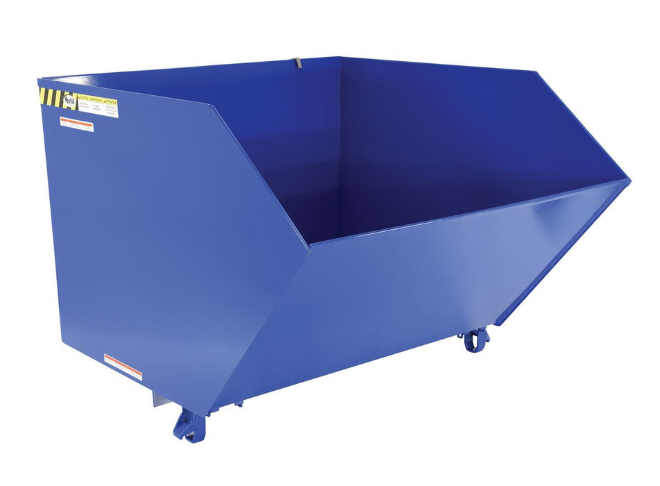 Vestil H-200-HD Steel Heavy Duty Low Profile Self Dumping Hopper 2 Cubic Yard 6,000 lb. Capacity Blue