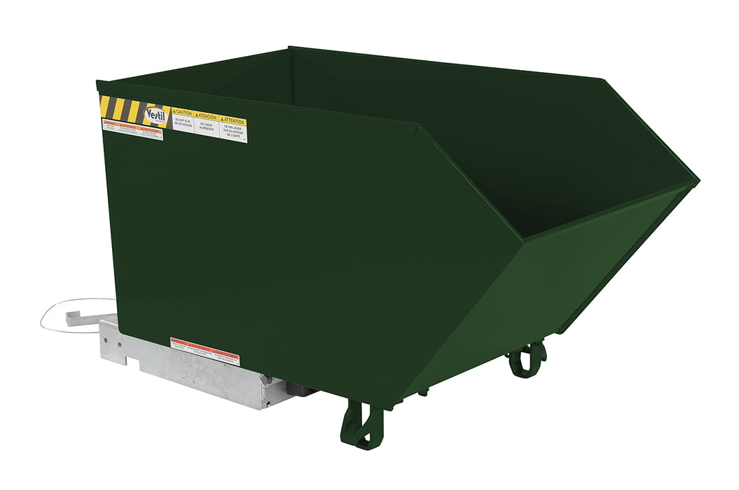 Vestil H-50-HD-GRN-H Steel Heavy Duty Low Profile Self Dumping Hopper 1/2 Cubic Yard 6,000 lb. Capacity Hunter Green