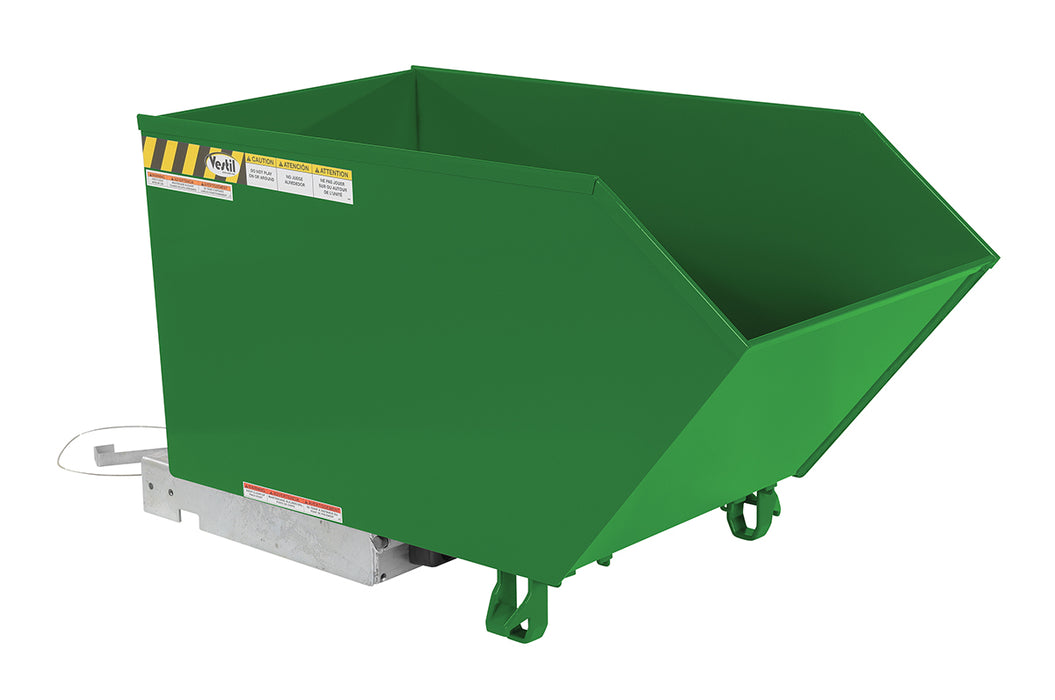 Vestil H-50-HD-GRN-T Steel Heavy Duty Low Profile Self Dumping Hopper 1/2 Cubic Yard 6,000 lb. Capacity Green