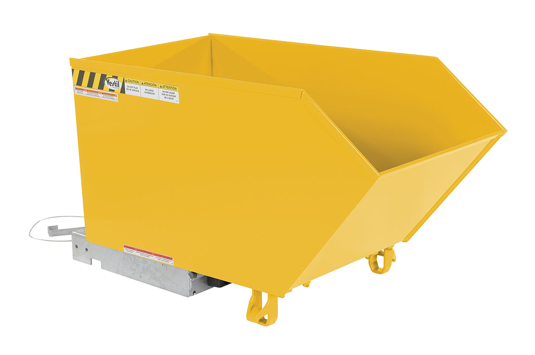 Vestil H-50-HD-YEL Steel Heavy Duty Low Profile Self Dumping Hopper 1/2 Cubic Yard 6,000 lb. Capacity Yellow