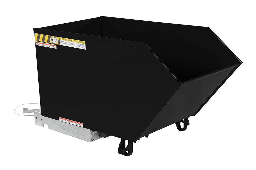 Vestil H-50-LD-BLK-SG Steel Light Duty Low Profile Self Dumping Hopper 1/2 Cubic Yard 2,000 lb. Capacity Semi Gloss Black