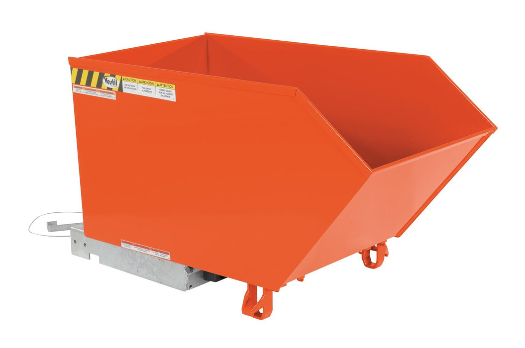 Vestil H-50-LD-ORG-C Steel Light Duty Low Profile Self Dumping Hopper 1/2 Cubic Yard 2,000 lb. Capacity Orange