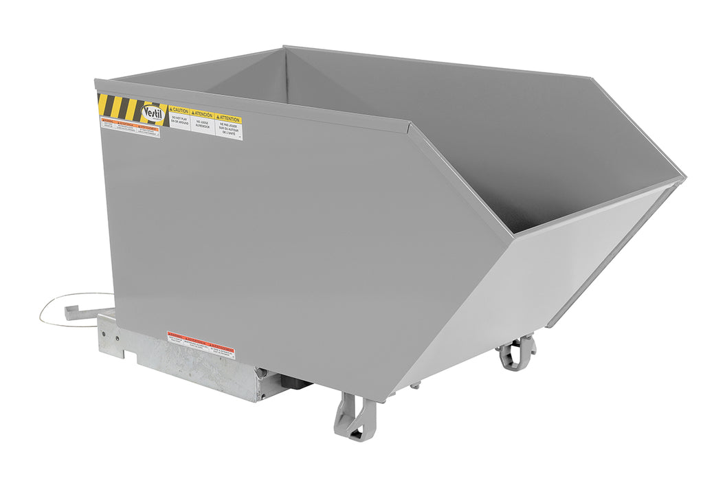 Vestil H-50-MD-SL Steel Medium Duty Low Profile Self Dumping Hopper 1/2 Cubic Yard 4,000 lb. Capacity Silver Lining