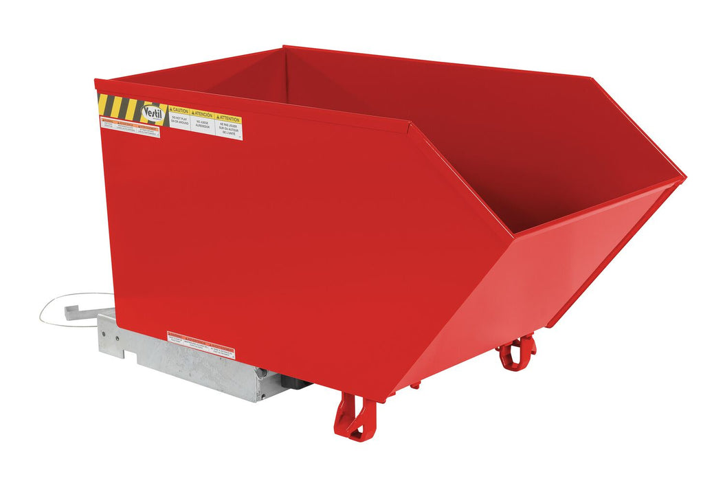 Vestil H-50-MD-SR Steel Medium Duty Low Profile Self Dumping Hopper 1/2 Cubic Yard 4,000 lb. Capacity Red