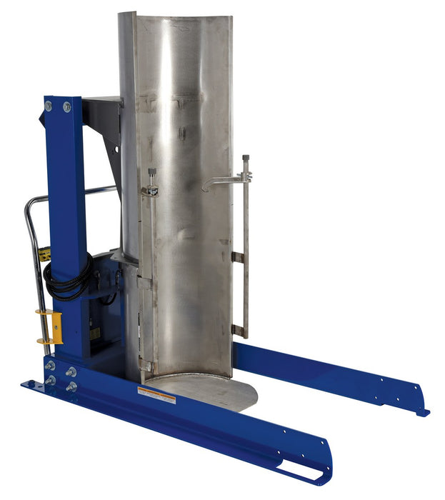 Vestil HDD-48-15-S-SSC Stainless Steel Stationary Hydraulic Drum Dumper 48 in. Dump Height 1,500 lb. Capacity Blue/Silver