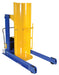 Vestil HDD-48-7-P-DC Steel DC Powered Portable Hydraulic Drum Dumper 48 in. Dump Height 750 lb. Capacity Blue / Yellow